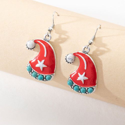 Boucles d'oreilles chapeau Noël turquoise & à détail étoile - SHEIN - Modalova
