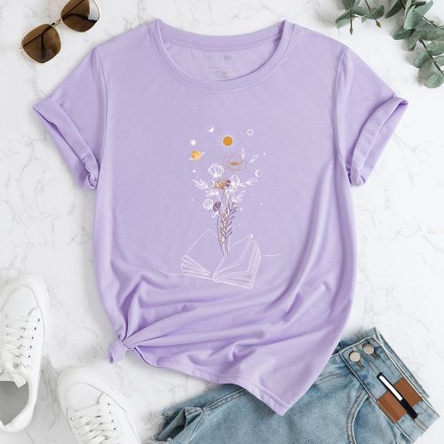 T-shirt fleuri à imprimé galaxie - SHEIN - Modalova