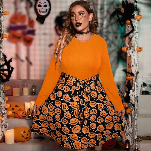 Robe ceinturée Halloween à imprimé citrouille - SHEIN - Modalova