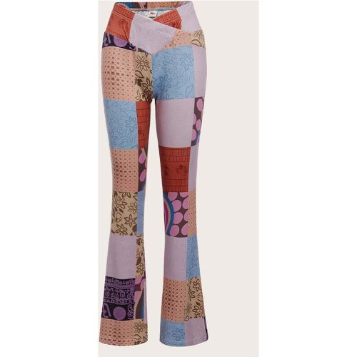 Pantalon évasé à imprimé patchwork - SHEIN - Modalova