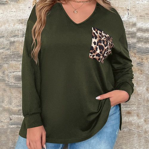 Sweat-shirt à léopard avec poche - SHEIN - Modalova
