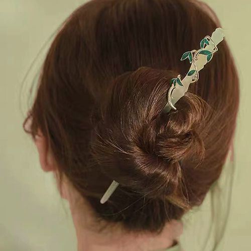 Épingle à cheveux à design joint en bambou avec strass et feuille - SHEIN - Modalova