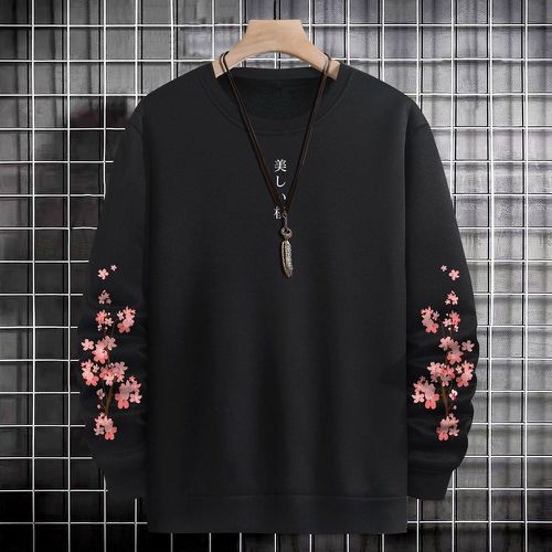 Sweat-shirt avec motif caractère japonais et imprimé fleur - SHEIN - Modalova