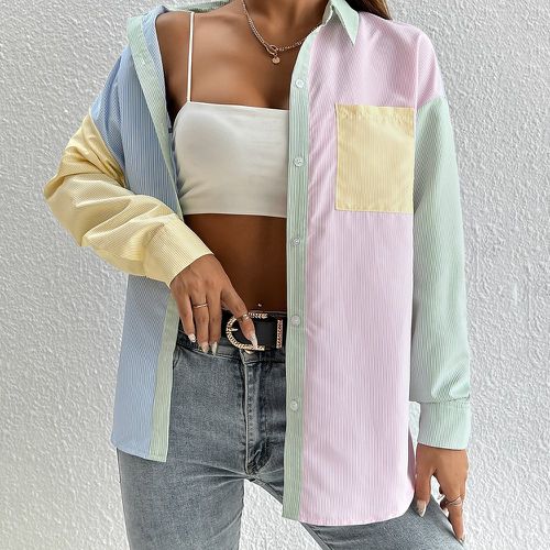 Chemise à rayures à blocs de couleurs - SHEIN - Modalova