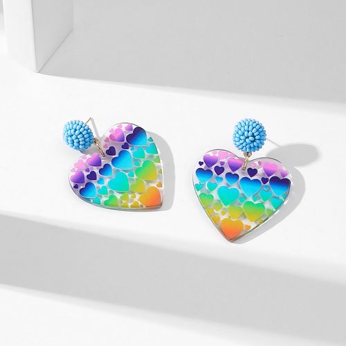 Pendants d'oreilles à blocs de couleurs cœur - SHEIN - Modalova