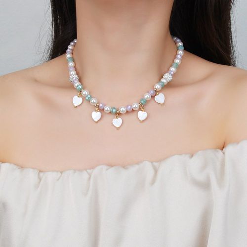 Collier de couleur aléatoire à fausse perle à pendentif cœur - SHEIN - Modalova