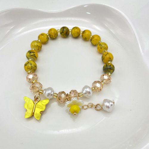 Bracelet perlé à breloque fleur et papillon - SHEIN - Modalova