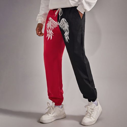 Pantalon bicolore à imprimé aile à cordon - SHEIN - Modalova