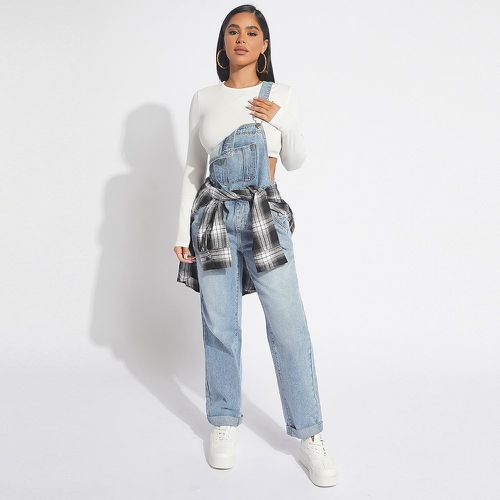 Salopette en jean patch à poche (sans t-shirt) - SHEIN - Modalova