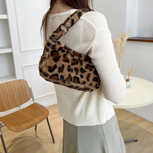 Sac porté épaule avec motif léopard en tissu duveteux - SHEIN - Modalova