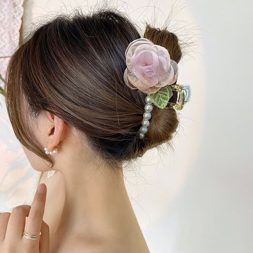 Griffe à cheveux fleur & à fausse perle - SHEIN - Modalova