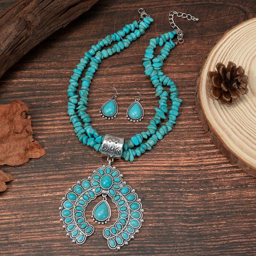 Pièces Set de bijoux turquoise à détail goutte d'eau - SHEIN - Modalova