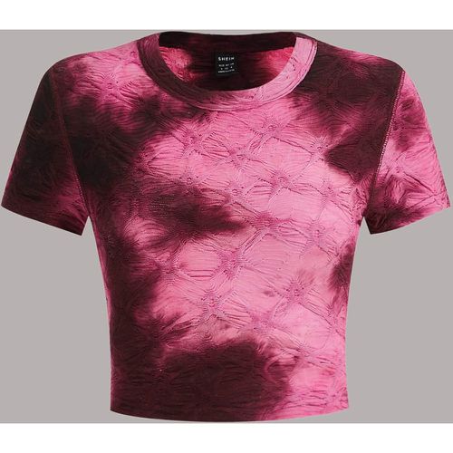 T-shirt court tie dye à surpiqûres texturé - SHEIN - Modalova