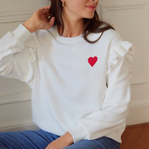 Sweat-shirt à broderie cœur à volants - SHEIN - Modalova