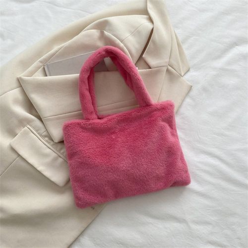 Sac carré rose fluo en tissu duveteux - SHEIN - Modalova
