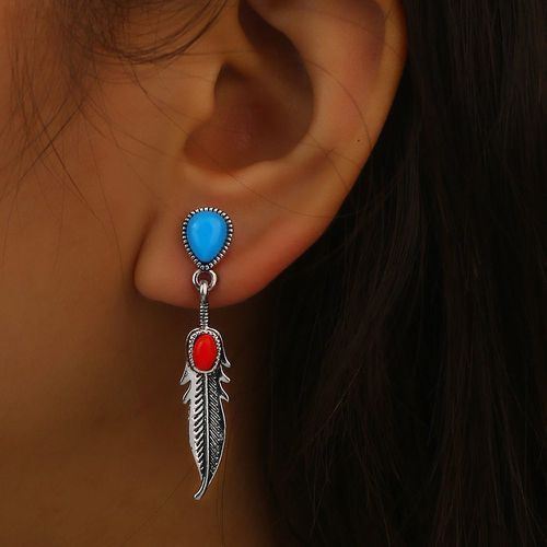 Pendants d'oreilles à détail turquoise plume - SHEIN - Modalova