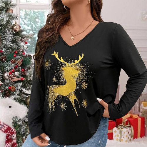 T-shirt renne de Noël à imprimé - SHEIN - Modalova