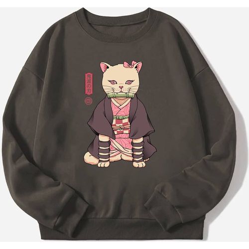 Sweat-shirt à imprimé chat - SHEIN - Modalova