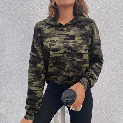 Sweat-shirt à capuche à imprimé camouflage - SHEIN - Modalova