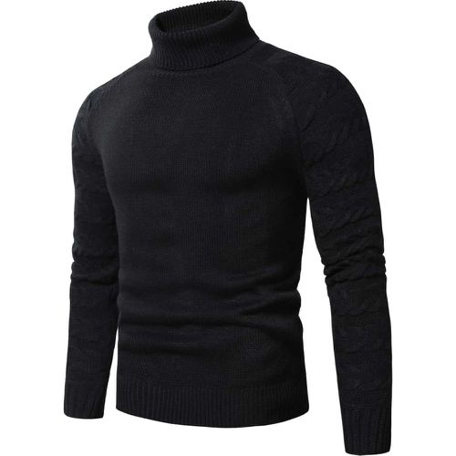 Pull à col roulé manches raglan en tricot torsadé - SHEIN - Modalova