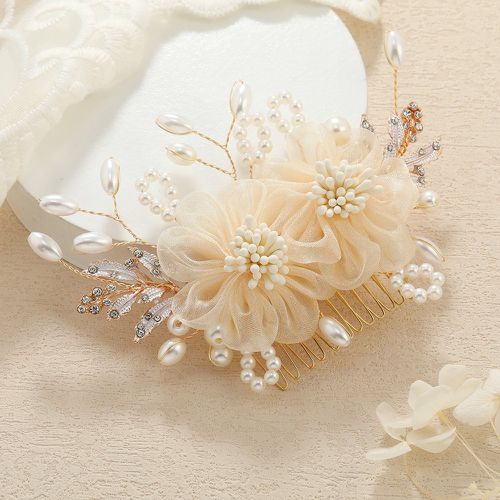 Peigne à cheveux fausse perle & à fleur mariée - SHEIN - Modalova