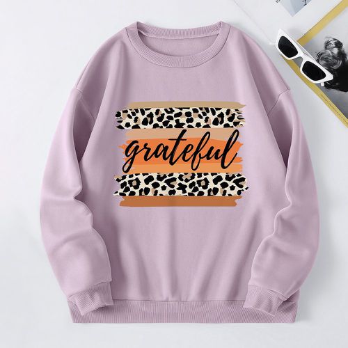 Sweat-shirt thermique léopard & à lettres - SHEIN - Modalova