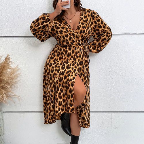 Robe portefeuille léopard manches bouffantes - SHEIN - Modalova