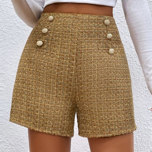 Short en tweed à faux bouton - SHEIN - Modalova