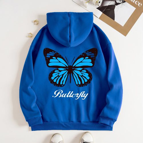 Sweat-shirt à capuche zippé à motif lettre et papillon à imprimé à doublure thermique - SHEIN - Modalova