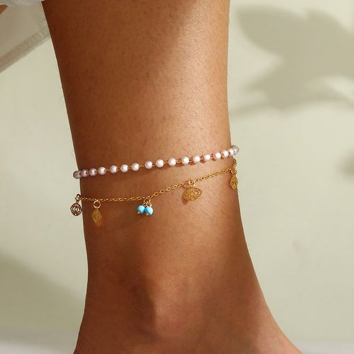 Bracelet de cheville à breloque œil avec perles naturelles - SHEIN - Modalova