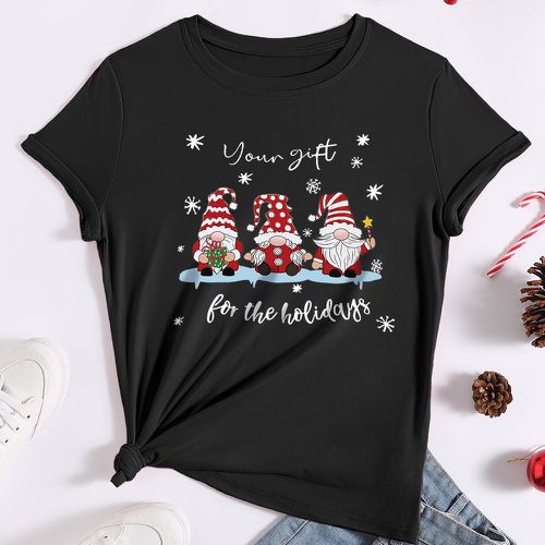 T-shirt à imprimé Noël gnome - SHEIN - Modalova