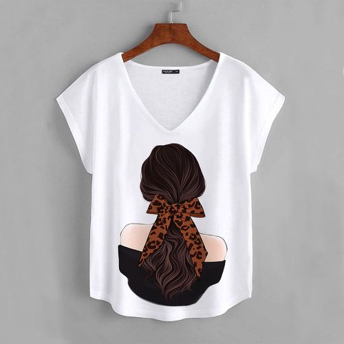 T-shirt à motif figure à manches chauve-souris - SHEIN - Modalova