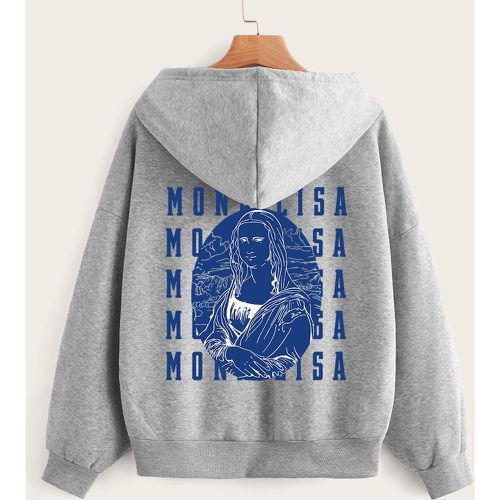 Sweat-shirt à capuche thermique Mona Lisa et à lettres à cordon - SHEIN - Modalova