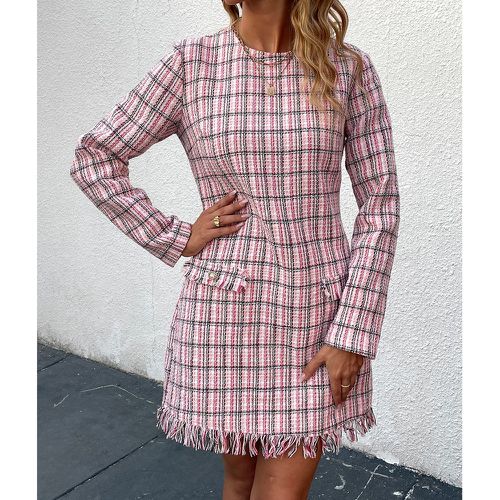 Robe à carreaux ourlet effiloché en tweed - SHEIN - Modalova