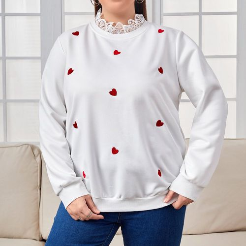 Sweat-shirt à broderie cœur en dentelle - SHEIN - Modalova
