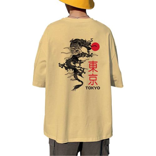 T-shirt dragon chinois & lettre japonaise - SHEIN - Modalova