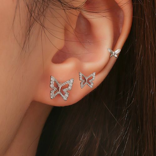 Paires Clous d'oreilles zircone cubique design papillon - SHEIN - Modalova