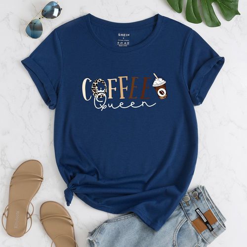 T-shirt café et à lettres - SHEIN - Modalova