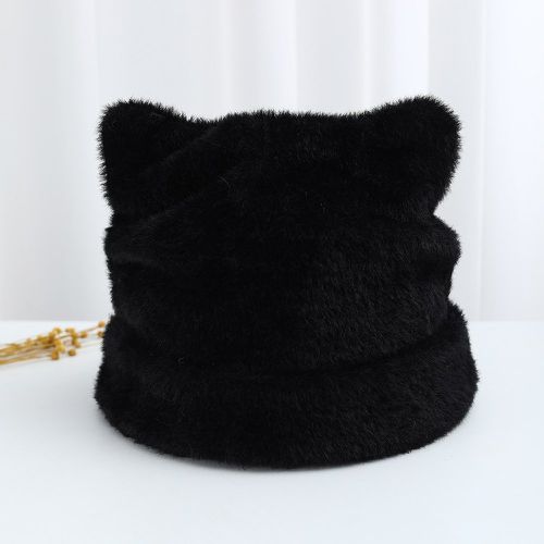 Chapeau à oreilles en tissu duveteux - SHEIN - Modalova