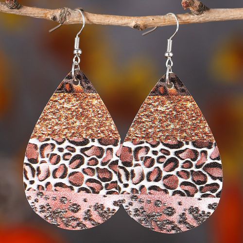 Boucles d'oreilles à design goutte d'eau à motif léopard - SHEIN - Modalova