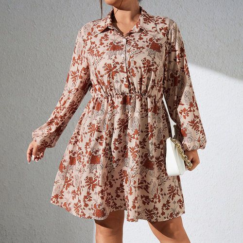 Robe chemise à imprimé floral manches bouffantes - SHEIN - Modalova