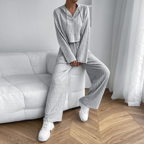 Sweat-shirt à capuche court à cordon & pantalon - SHEIN - Modalova