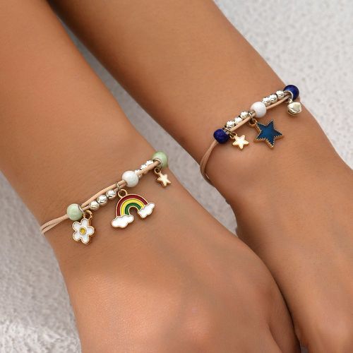 Pièces Bracelet fleur & arc-en-ciel breloque à perles - SHEIN - Modalova