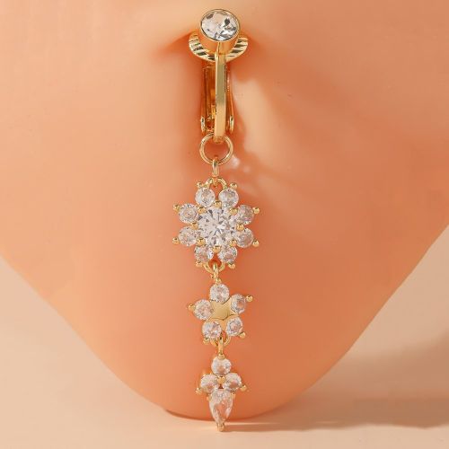 Boucle d'ombilical parfaite avec zircone cubique, décoration florale, en acier inoxydables et hommes. Pas de perçage nécessaire. Bijoux de corps se - SHEIN - Modalova