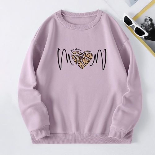 Sweat-shirt à imprimé cœur et slogan à doublure thermique - SHEIN - Modalova