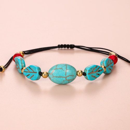 Bracelet turquoise feuille & à perles - SHEIN - Modalova