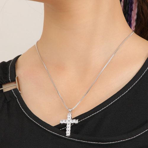 Collier zircone cubique à pendentif croix - SHEIN - Modalova