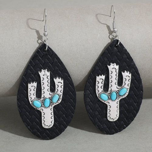 Boucles d'oreilles design goutte d'eau cactus & à détail turquoise - SHEIN - Modalova