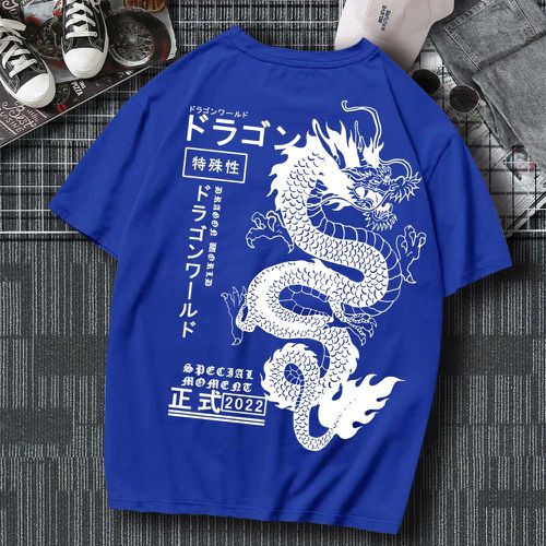 T-shirt à motif dragon et lettres - SHEIN - Modalova