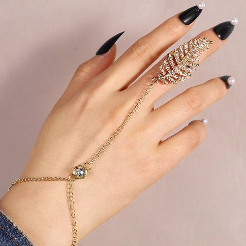 Bracelet à doigt à strass à détail feuille - SHEIN - Modalova